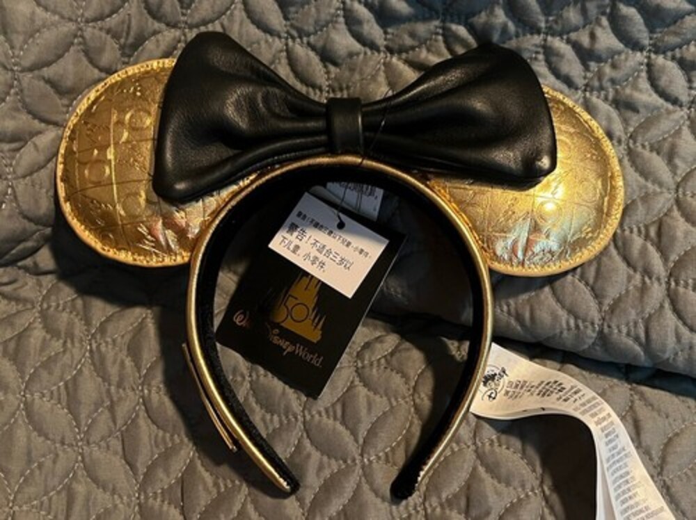 NWT Disney World 50th Anniversary Leather Gold Luxe Loungefly Backpack Set - Picture 6 of 7